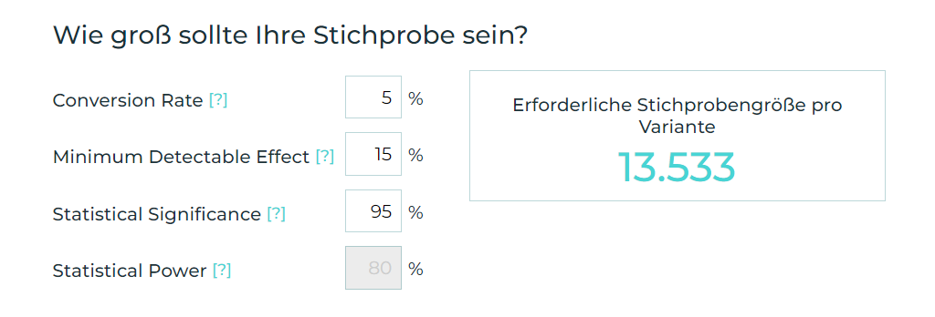 Stichprobenkalkulator für das  A/B-Testing