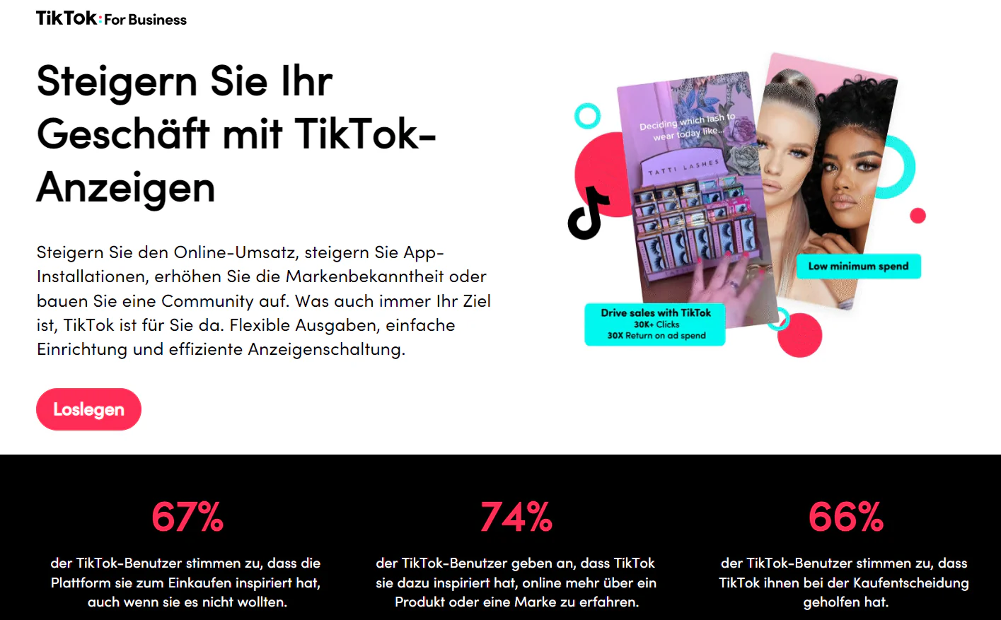 Der Ads-Manager für Anzeigen auf TikTok hilft dir, mehr Reichweite für deinen TikTok Shop zu bekommen.