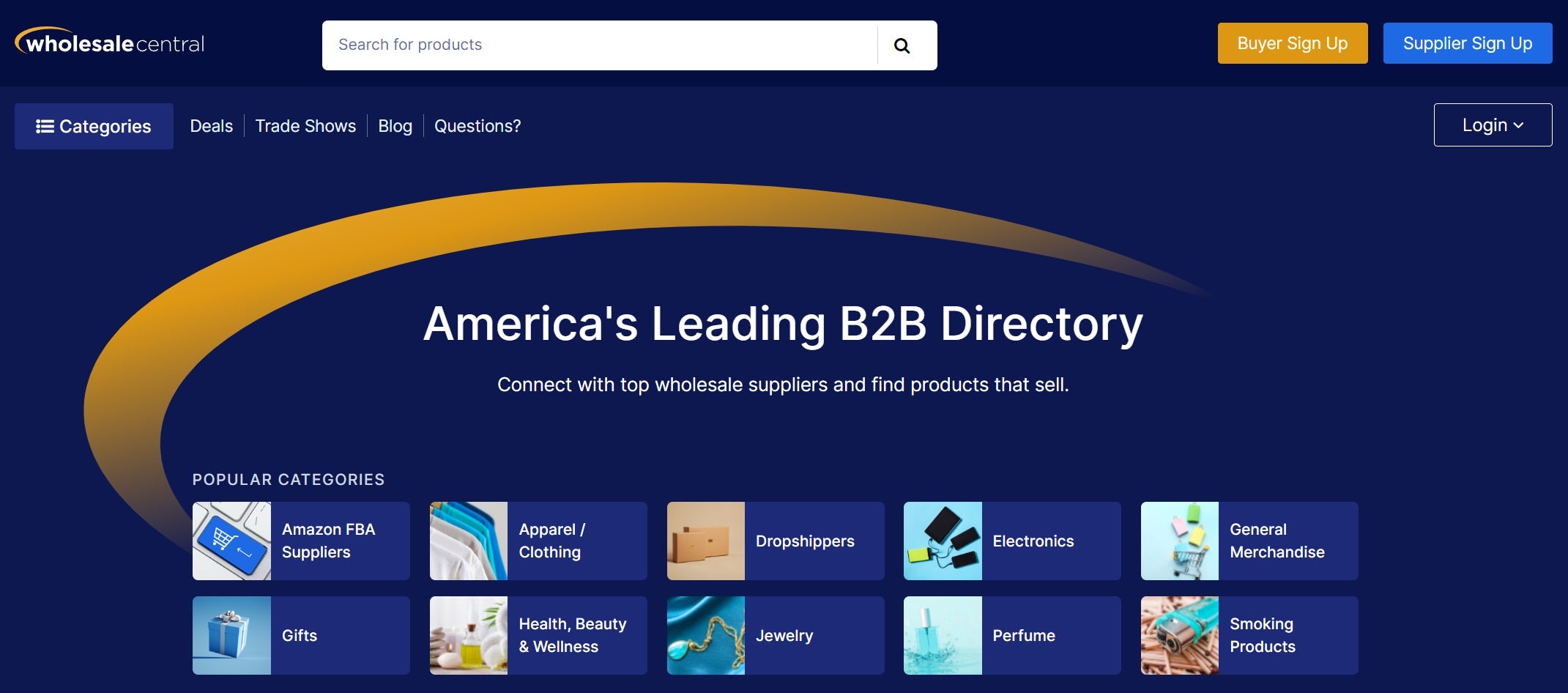 Ein Screenshot der Homepage des Dropshipping-Anbieters Wholesale Central