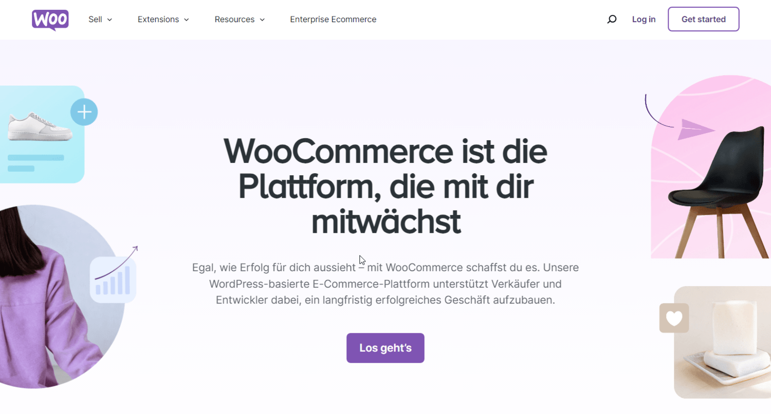 Screenshot der Woo Website mit Werbetext