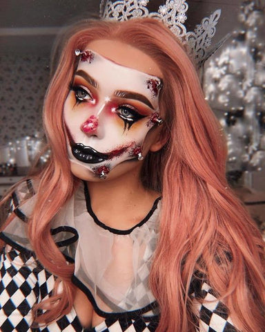 creepy scary halloween make up on girl