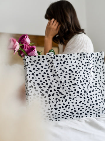 Coconut Lane Monochrome Spots Recycled Tote Bag 