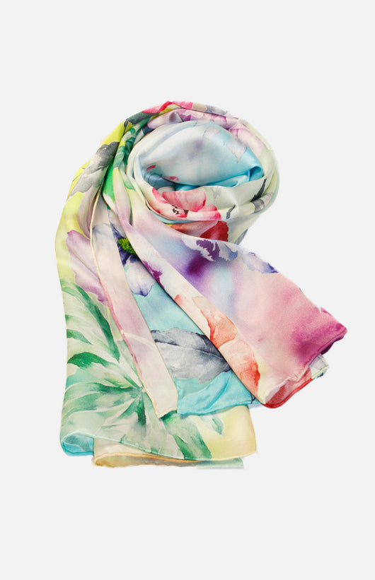 Pure Silk Floral Print Scarf | Yue Hwa 