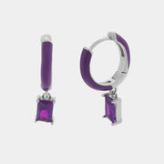 Orecchini in Argento 925 a cerchio con zirconi viola