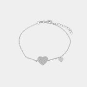 Bracciale in Argento 925 con cuore pavè centrale impreziosito da zirconi bianchi