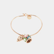 Bracciale in Metallo rigido con campanella colorata e piccola campanella traforata a cuori