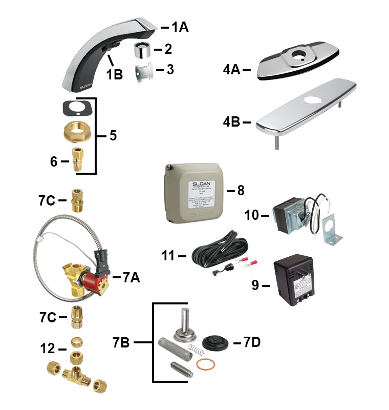 Sloan Electronic Faucet Parts Etf 80 Parts Breakdown And