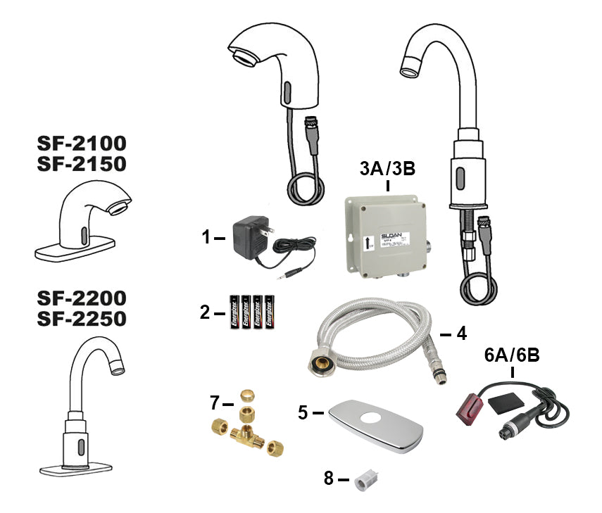 Sloan Electronic Faucet Parts Sf 2100 Sf 2150 Sf 2200 And Sf