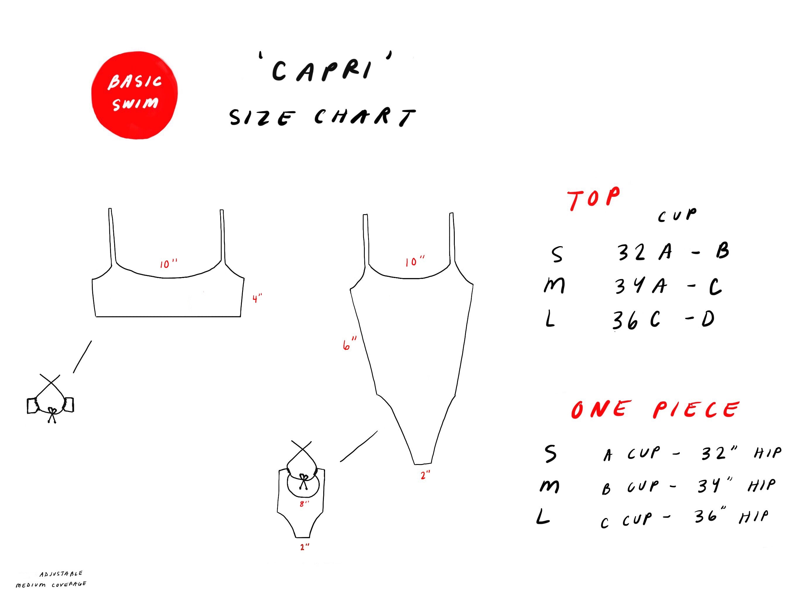 B Swim Size Chart