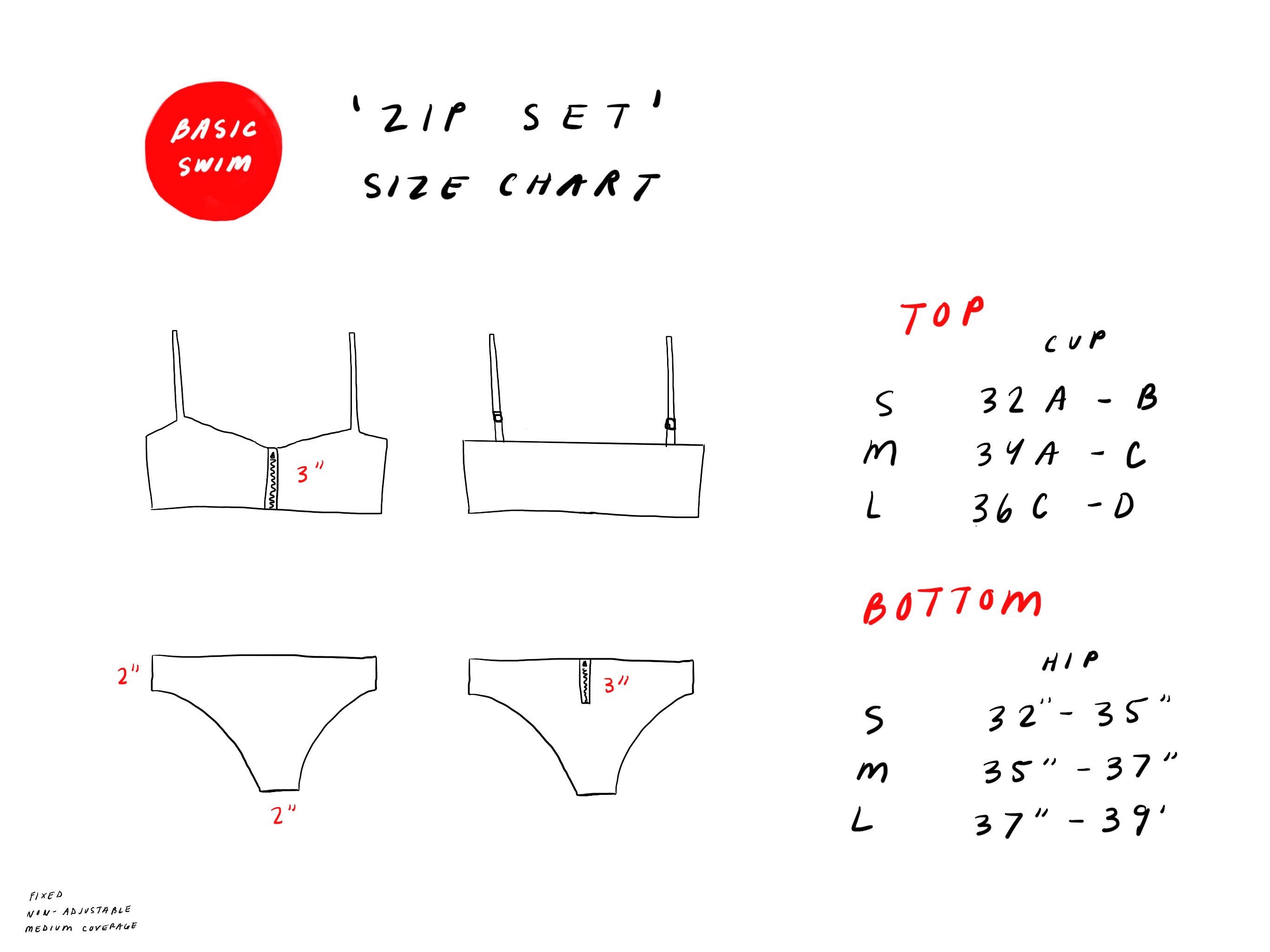 Kendall And Swim Size Chart