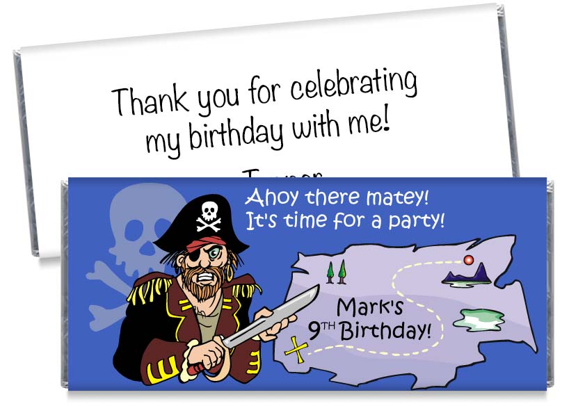 Ahoy Matey Pirate Boy Birthday Party Candy Bar Wrappers -  