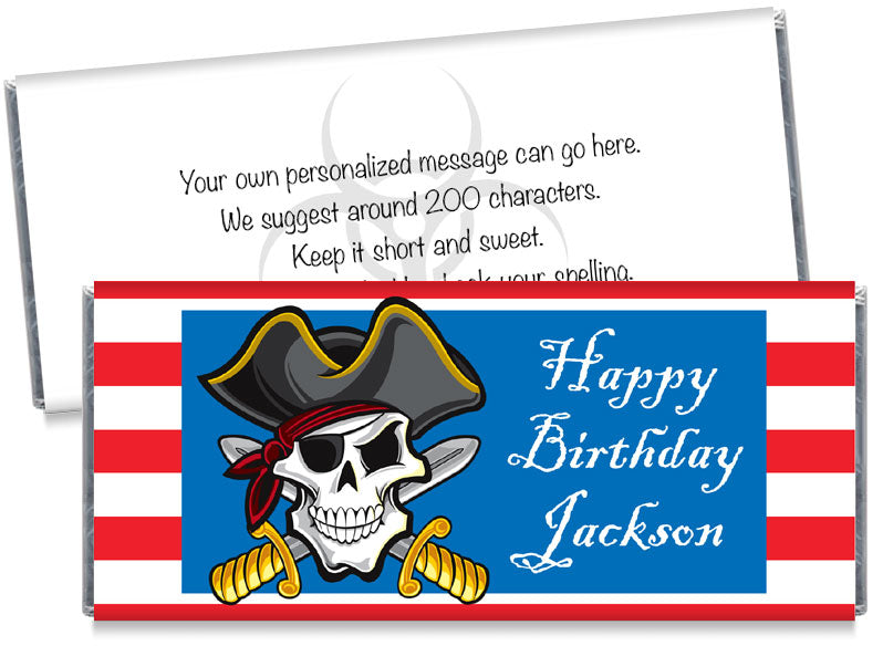 Pirate Party Boy Birthday Party Candy Bar Wrappers 