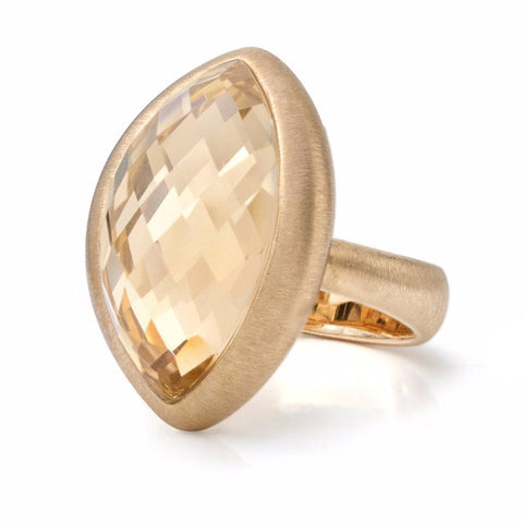 Image of Faceted Rock Crystal in 18K Rose Gold Ring
