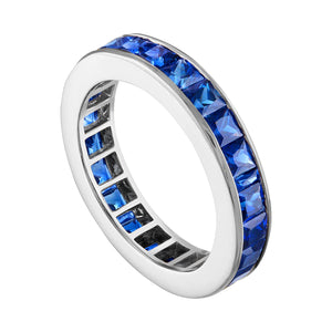 Channel Set Sapphire Band Ring Set in Platinum