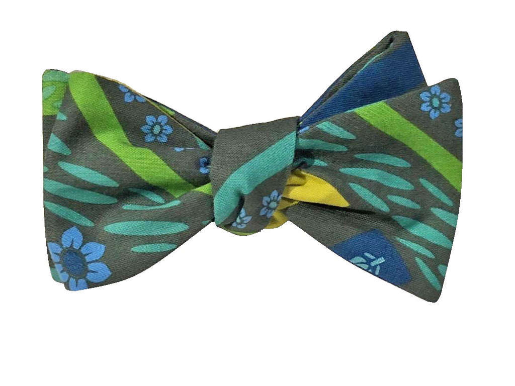 Green Garden Print Cotton Bow Tie - Fine And Dandy