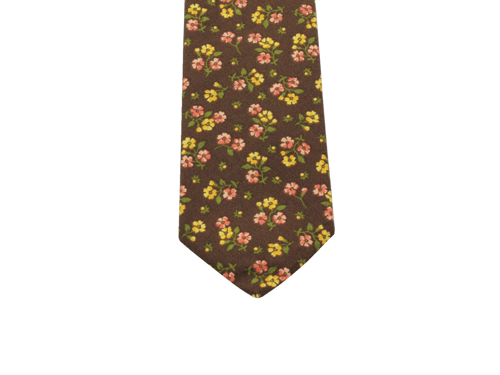 Brown Floral Cotton Tie