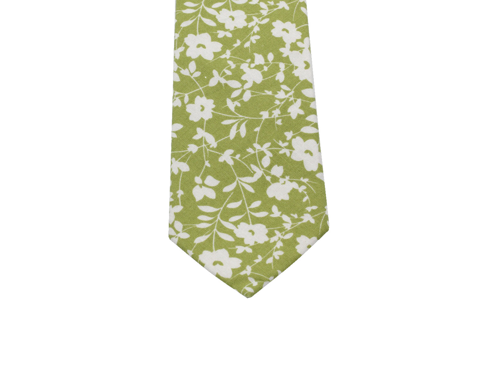 Soft Green Floral Cotton Tie