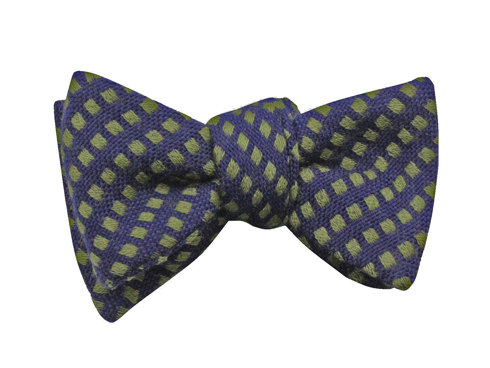 Navy & Green Patterned Cashmere Blend Bow Tie