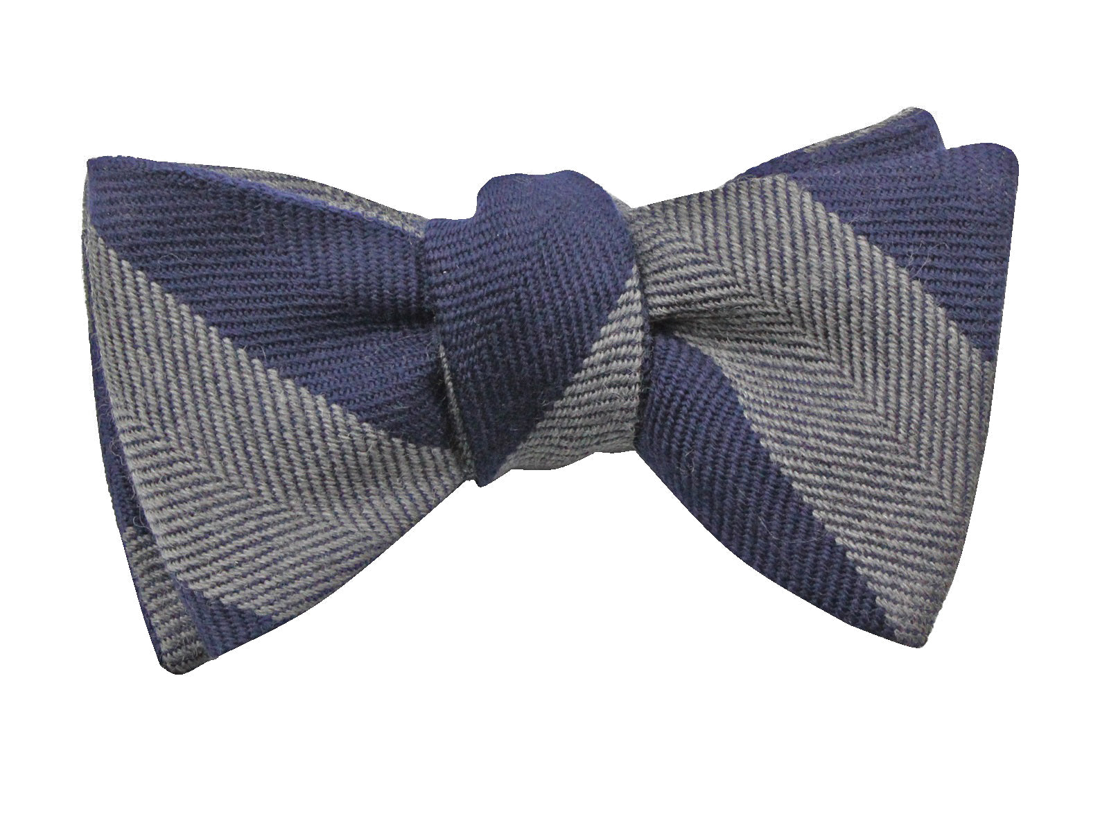 Grey & Navy Striped Cashmere Blend Bow Tie