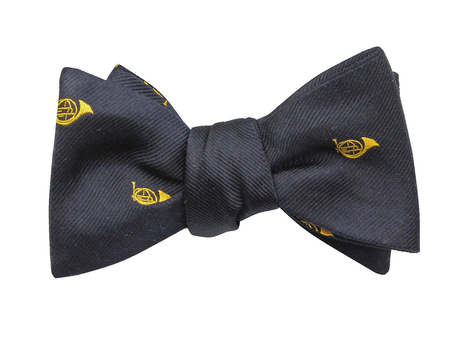 Navy French Horn Silk Bow Tie