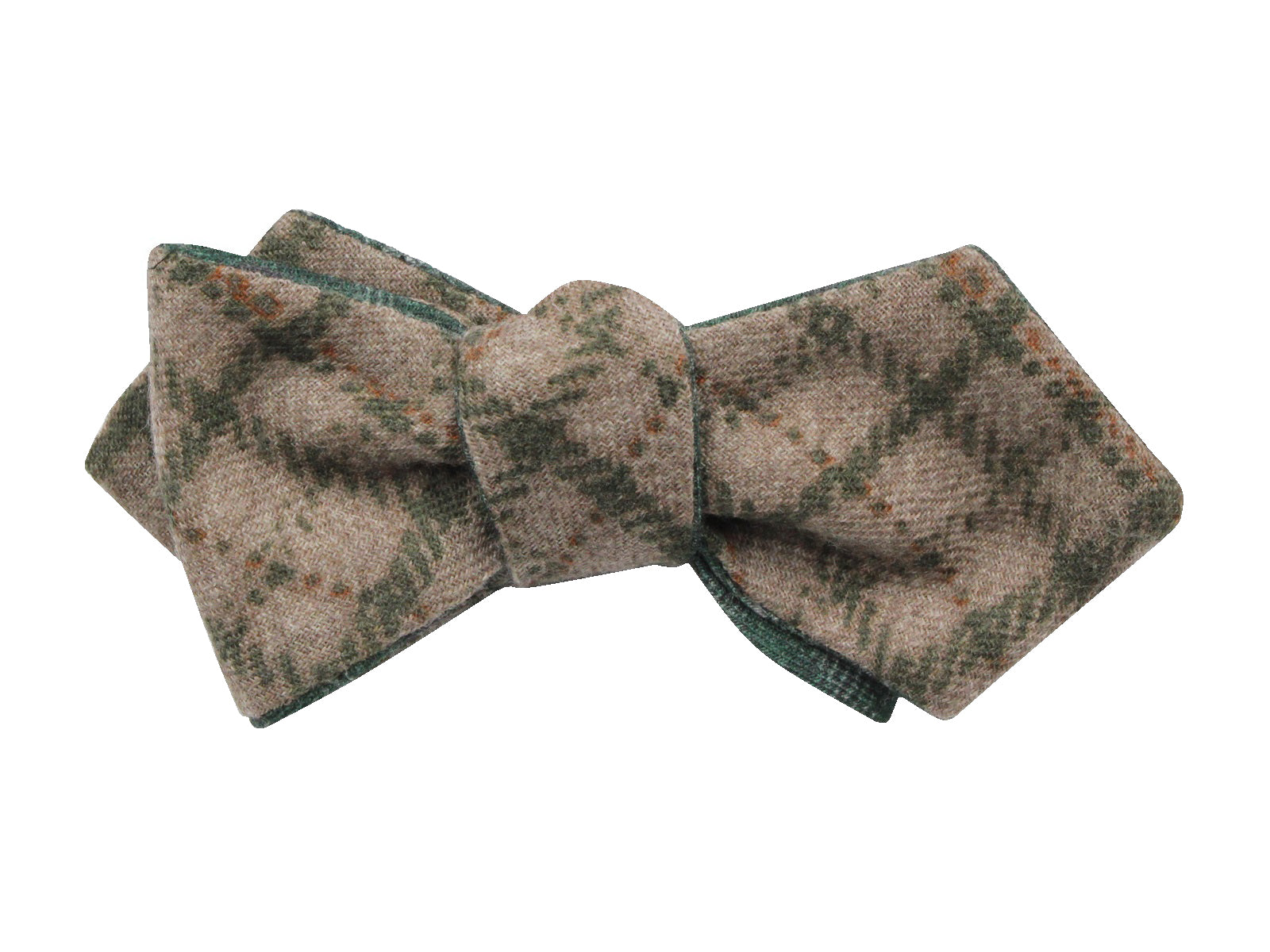 Tan & Green Check Reversible Bow Tie