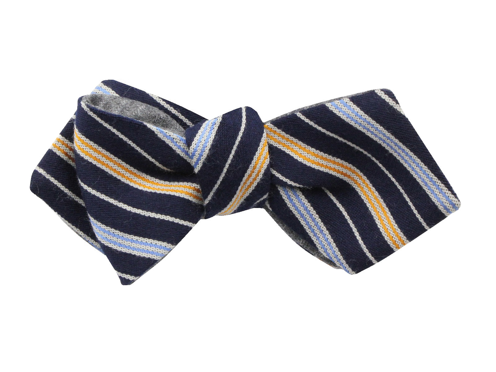 Grey & Navy Striped Reversible Bow Tie