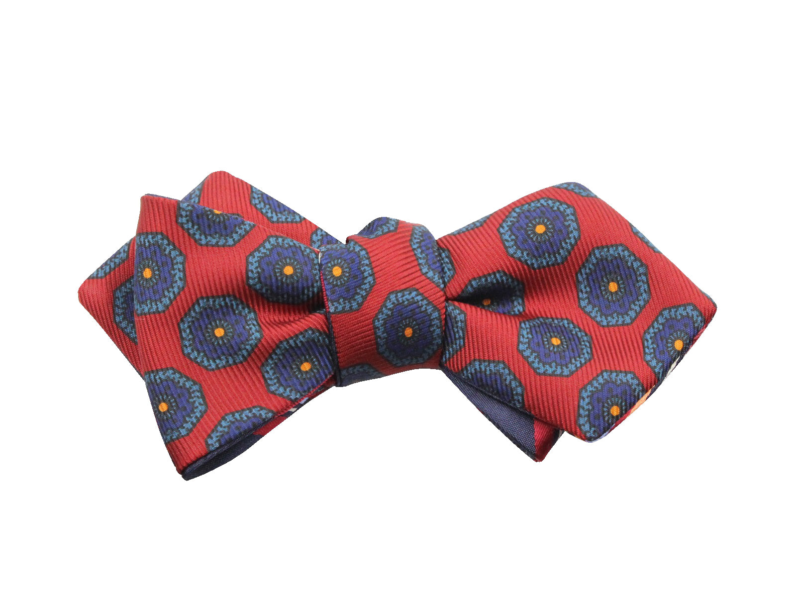 Red Medallion & Striped Reversible Bow Tie