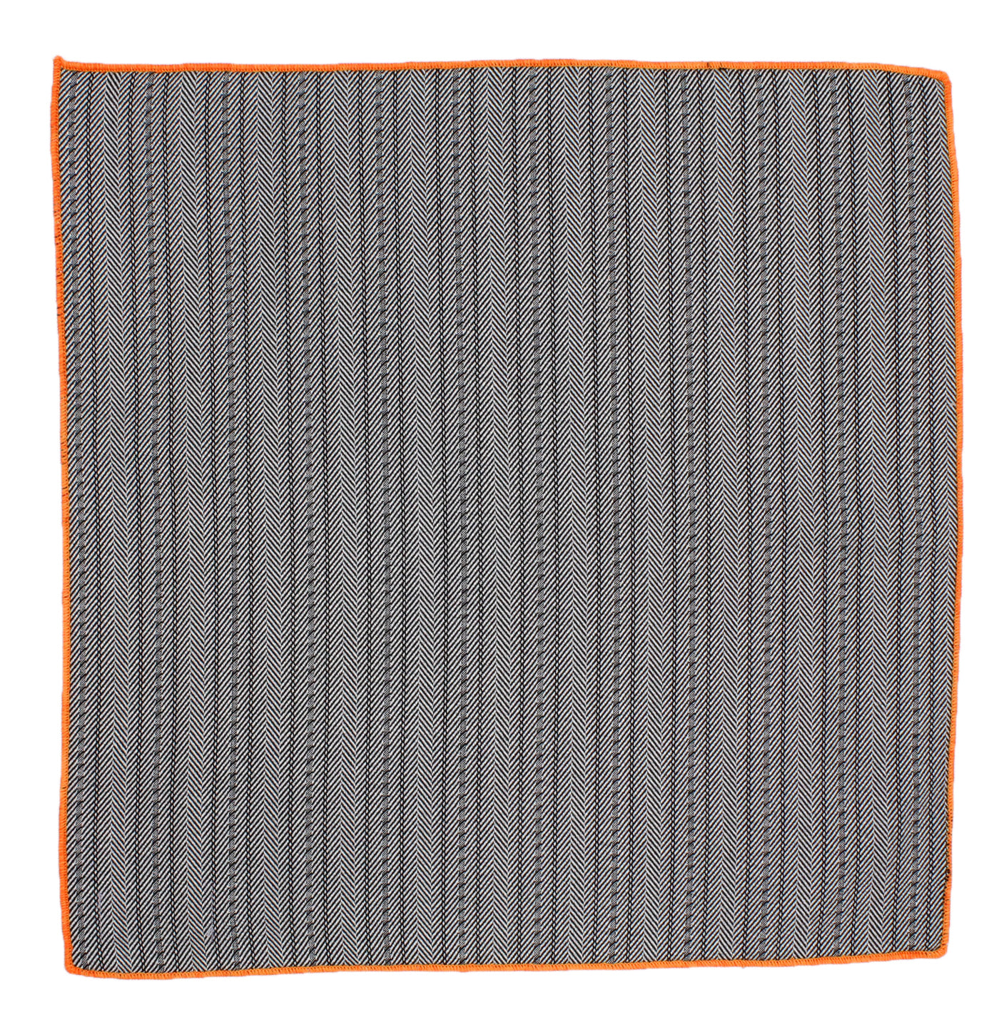 Grey Herringbone Wool Pocket Square