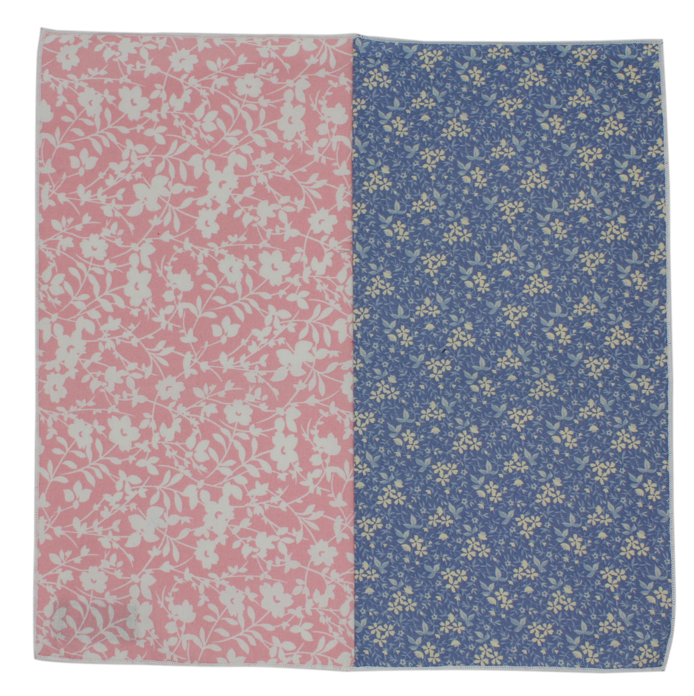 Blue & Pink Floral Panelled Pocket Square
