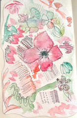 pinks & green watercolor abstract floral