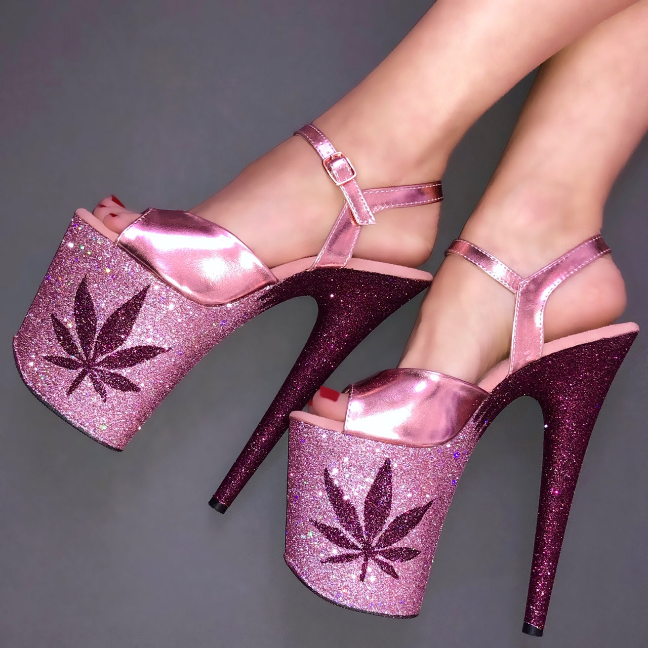 lilac glitter heels