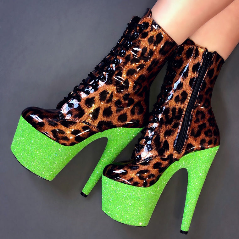 green stripper heels