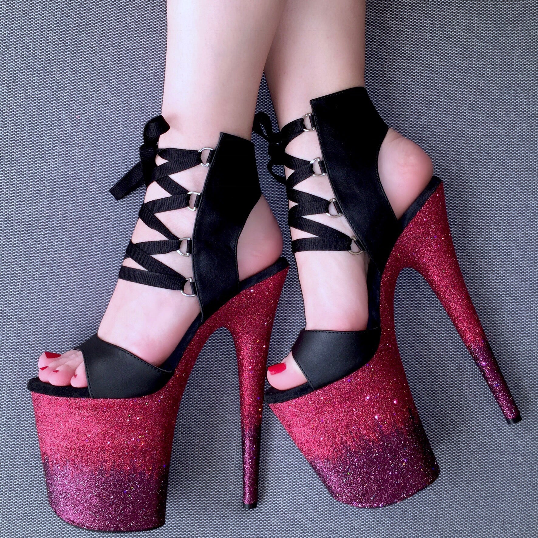 dusty rose lace up heels