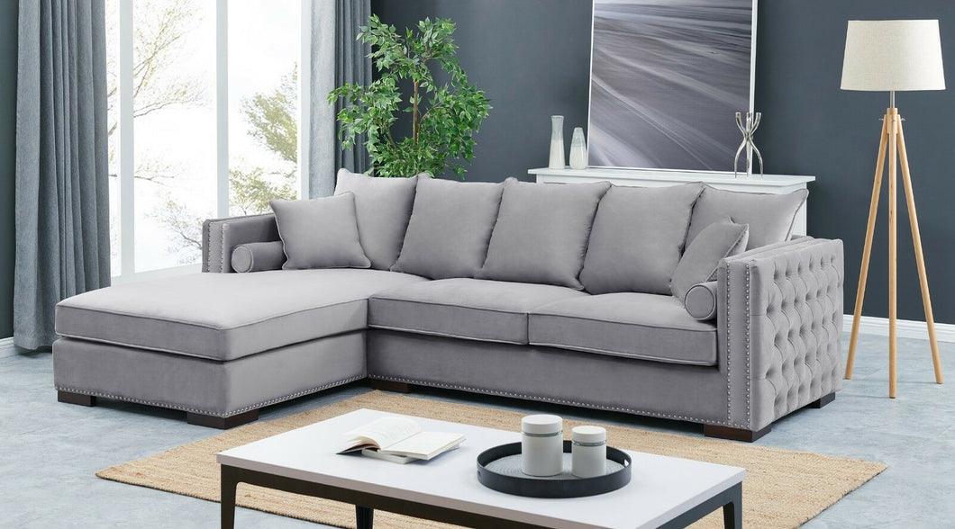 Liza Grey Silver Velvet Luxury Corner Settee Suite Sofa – LISF LTD.