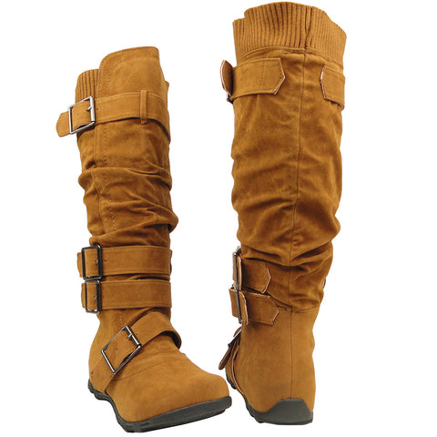 camel leather knee high boots