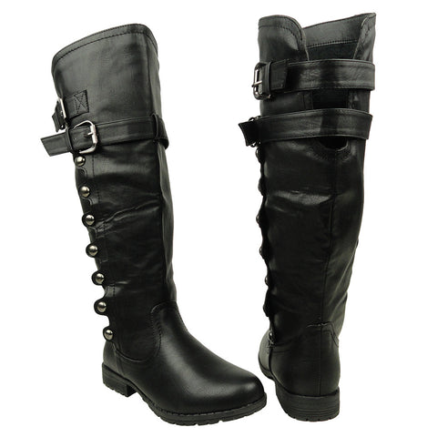 Womens Knee High Boots Side Rounded 