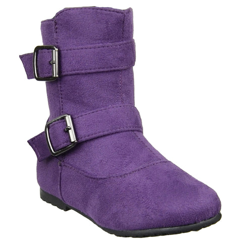 Kids Ankle Boots Suede Double Buckle 