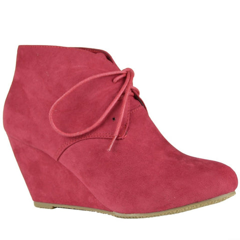 red wedge boots
