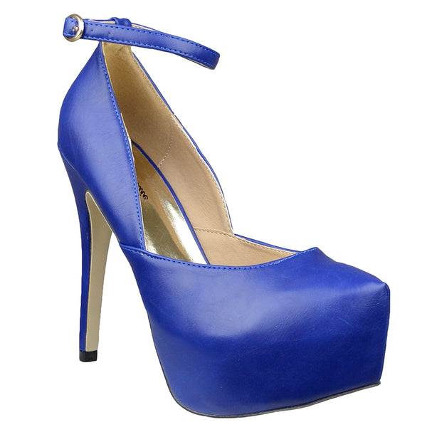 Womens Platform Shoes Sexy Scoop Vamp High Heel Dress Shoes Blue