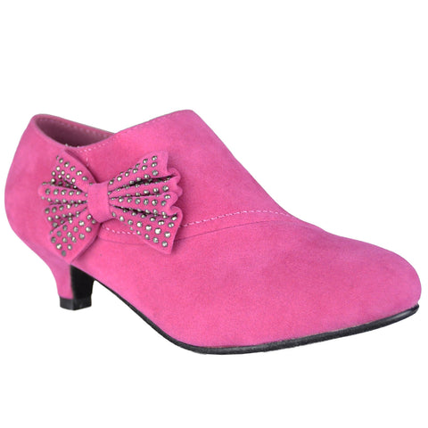 Kids Ankle Boots Suede High Heel Side 