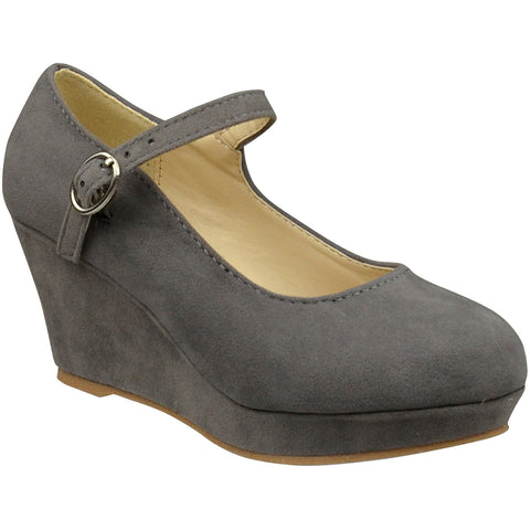 gray wedge pumps