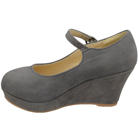 gray wedge pumps