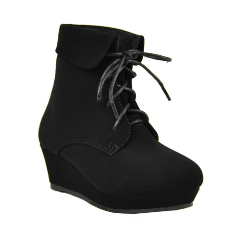 Kids Ankle Boots Lace Up Suede Casual 