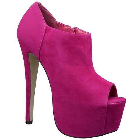pink high heel ankle boots