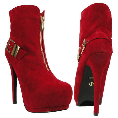 red womens ankle boots