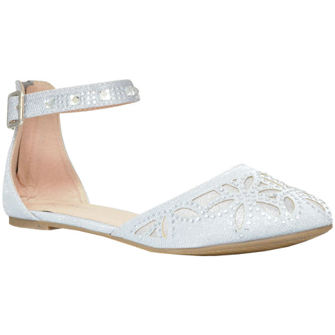 white ballet flats with ankle strap