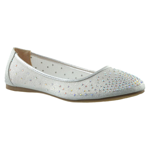 silver flat shoes womens