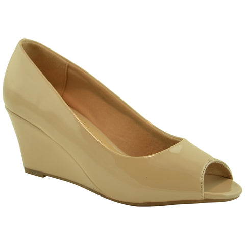 beige wedge dress shoes