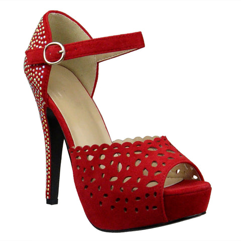 red studded pumps