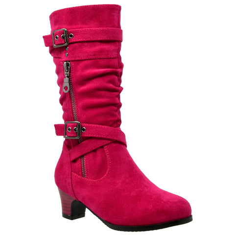 fuchsia knee high boots